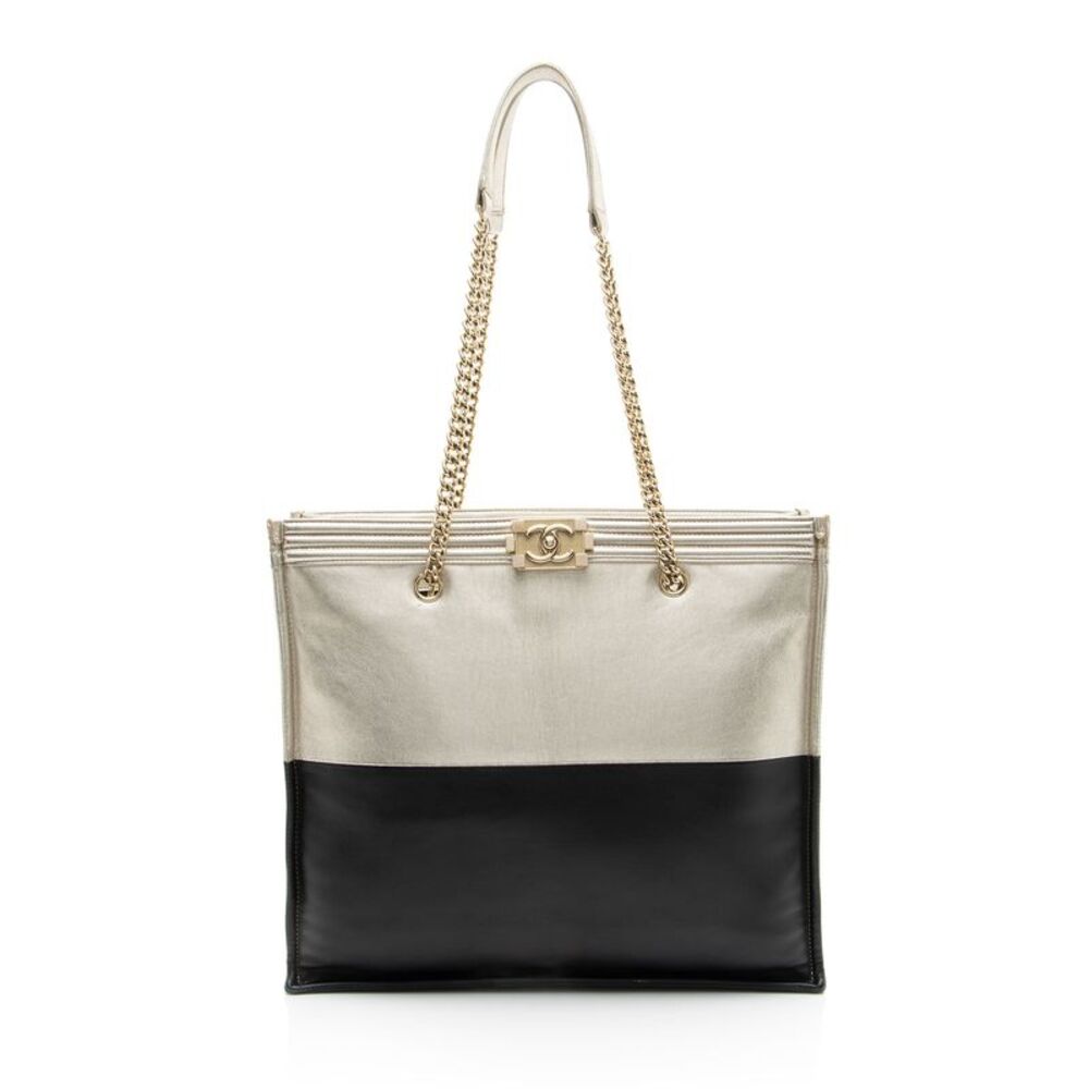 Chanel Bicolor Calfskin Large Boy Tote